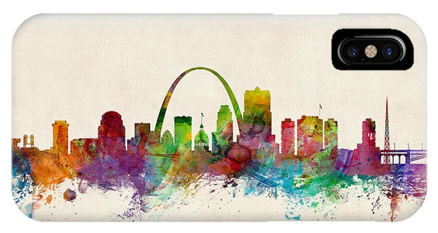 St Louis iPhone X Case featuring the digital art St Louis Missouri Skyline by Michael Tompsett