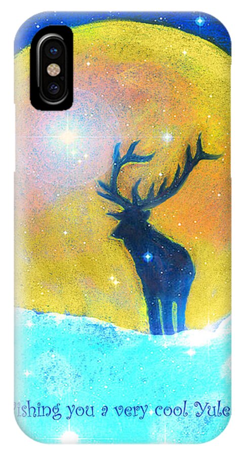 Stag iPhone X Case featuring the pastel Stag of Winter by Diana Haronis