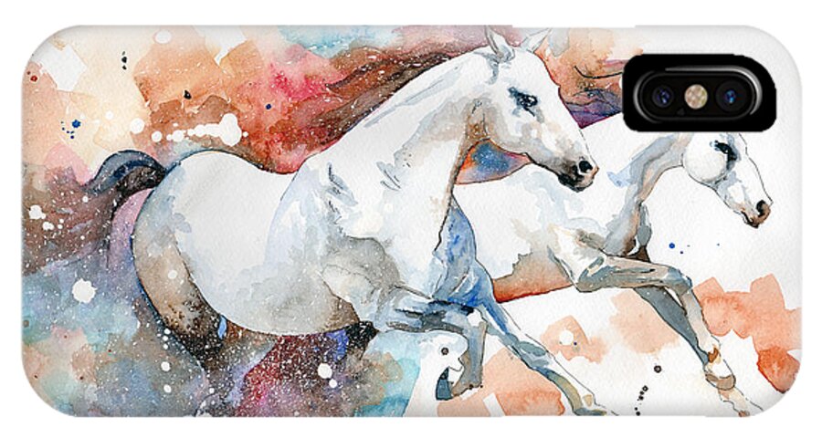 Horse iPhone X Case featuring the painting Stallions by Sean Parnell