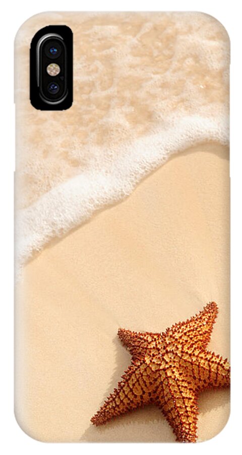 Starfish iPhone X Case featuring the photograph Starfish and ocean wave by Elena Elisseeva