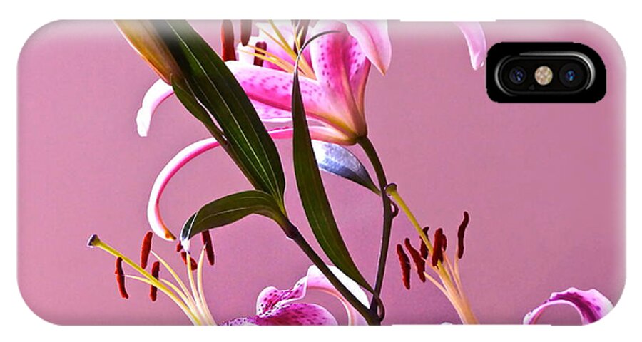 Stargazer Lilies iPhone X Case featuring the photograph Stargazer Lilies square frame by Byron Varvarigos