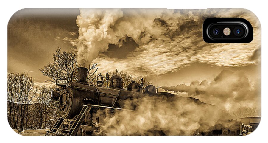 Canadian National Railway #7470 iPhone X Case featuring the photograph Steam in the Snow by Thomas Lavoie