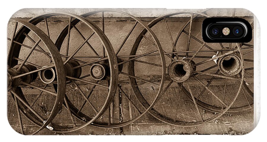 Antique iPhone X Case featuring the photograph Steel Wheels by Jerry Nettik