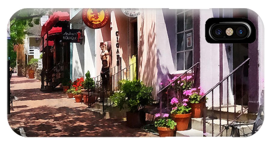 Alexandria iPhone X Case featuring the photograph Alexandria VA - Street With Art Gallery and Tobacconist by Susan Savad