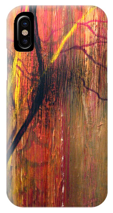 Abstract iPhone X Case featuring the painting Subspace Mind - Shifting Planes by John Ashton Golden