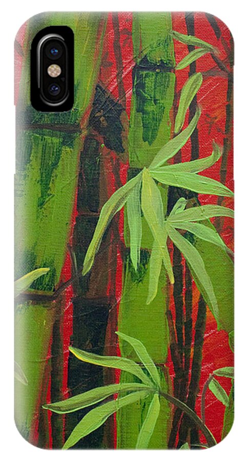 Bamboo iPhone X Case featuring the painting Sultry Bamboo Forest acrylic painting by Jaime Haney