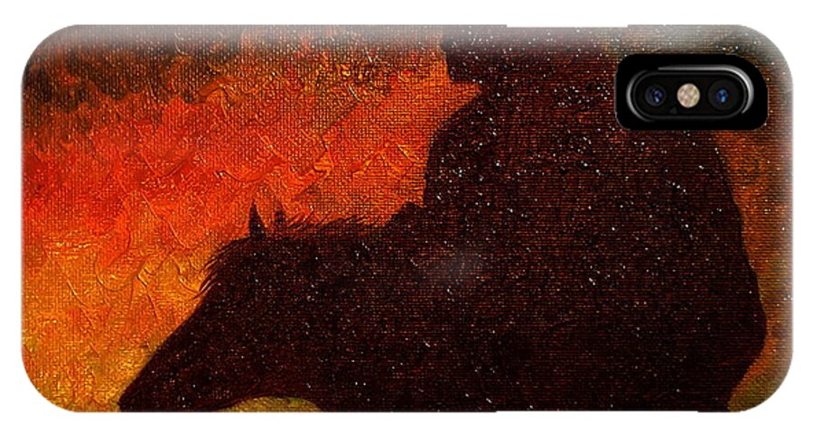 Western iPhone X Case featuring the painting Sundown by Catherine Howley