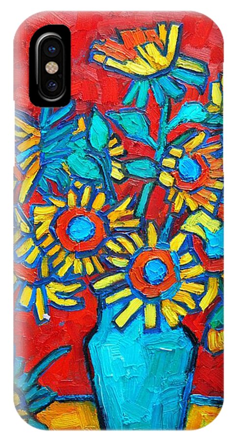 Sunflowers iPhone X Case featuring the painting Sunflowers Bouquet by Ana Maria Edulescu