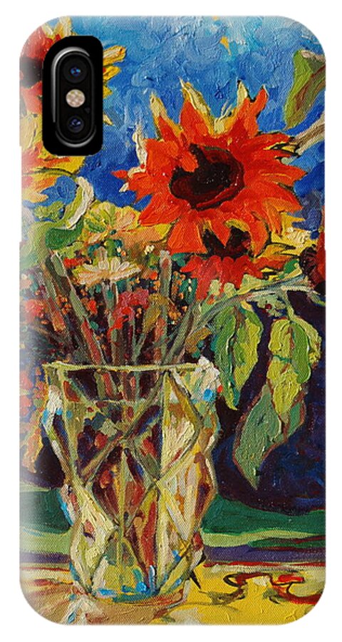 Sunflowers iPhone X Case featuring the painting Sunflowers in a Crystal Vase by Thomas Bertram POOLE