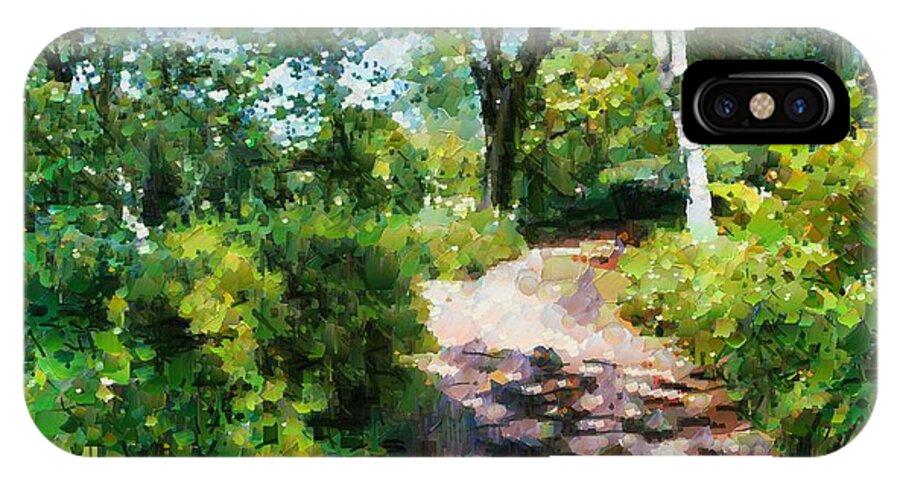 Garden Path iPhone X Case featuring the digital art Sunlit garden path by Fran Woods