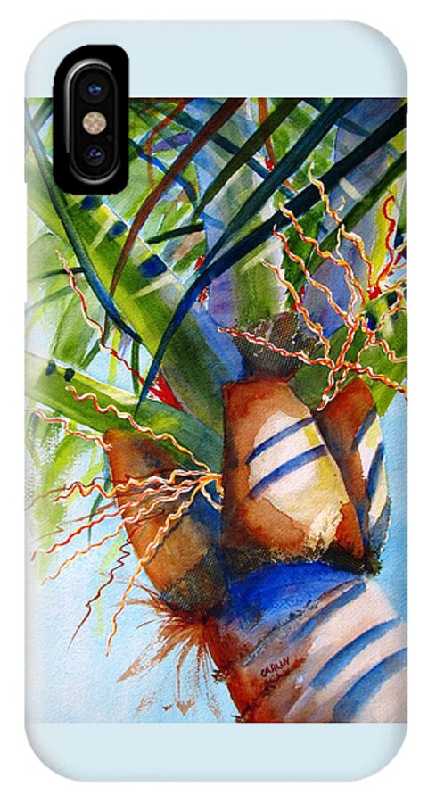 Palm iPhone X Case featuring the painting Sunlit Palm by Carlin Blahnik CarlinArtWatercolor