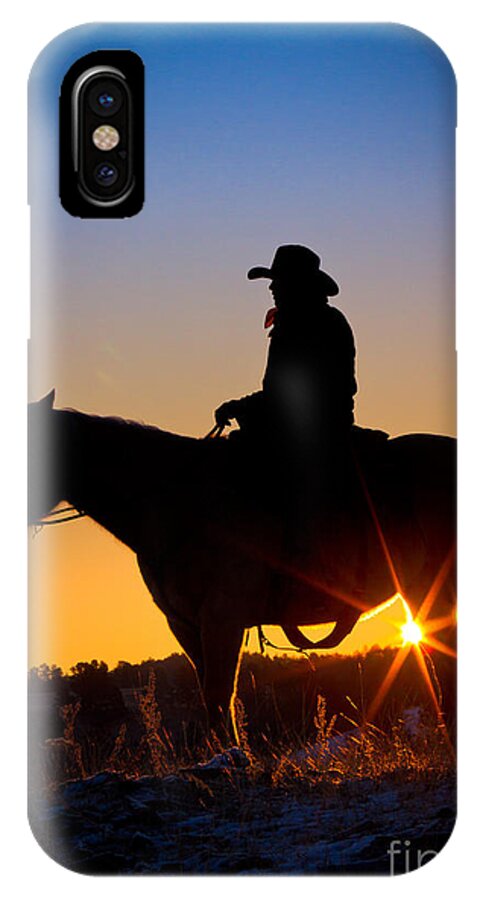 America iPhone X Case featuring the photograph Sunrise Cowboy by Inge Johnsson