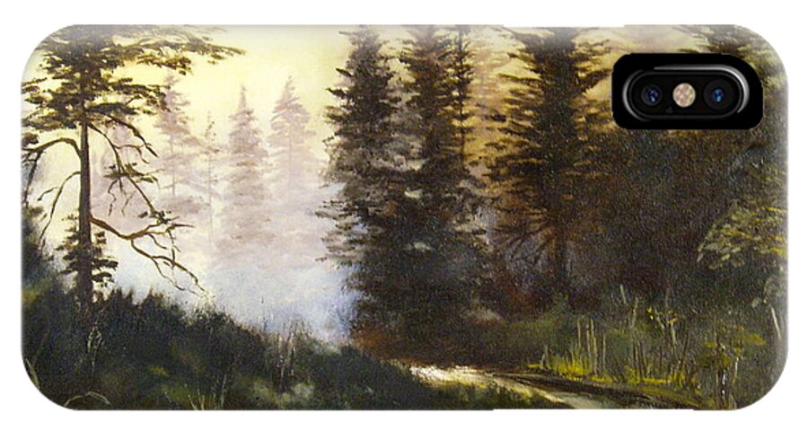 Acadia National Park iPhone X Case featuring the painting Sunrise in the Forest by Lee Piper