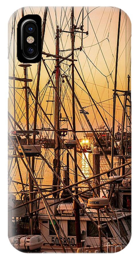 Sunset Boat Dock iPhone X Case featuring the photograph Sunset Boat Masts at Dock Morro Bay Marina Fine Art Photography Print sale by Jerry Cowart