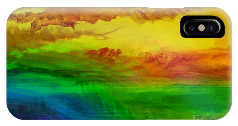 Digital Art iPhone X Case featuring the digital art Sunset on Calistro by Steven Pipella