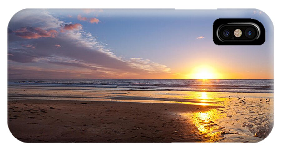 Beautiful iPhone X Case featuring the photograph Sunset on the Beach at Carlsbad. by Melinda Fawver