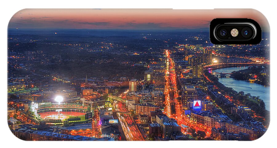 Boston iPhone X Case featuring the photograph Sunset Over Fenway Park and the CITGO Sign by Joann Vitali