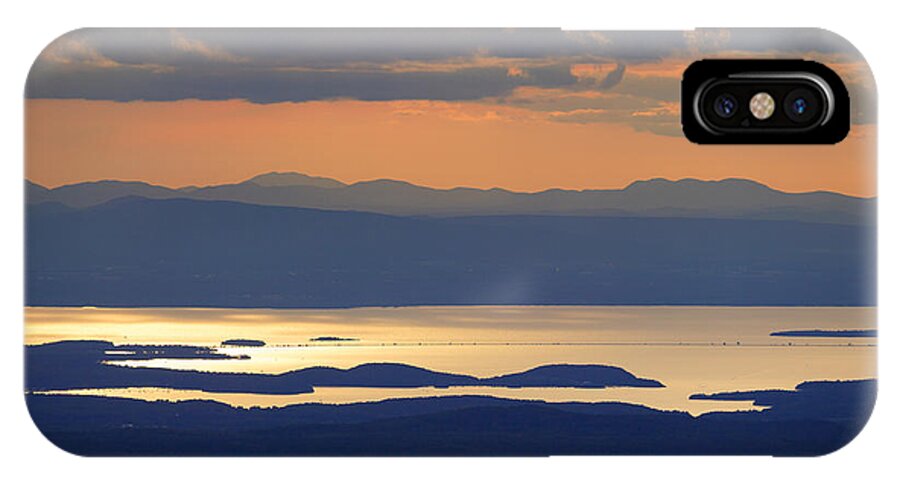 Green Mountains iPhone X Case featuring the photograph Sunset over Lake Champlain by Don Landwehrle
