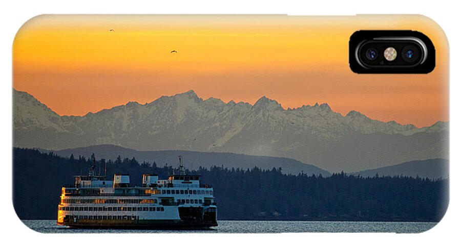 Sunset iPhone X Case featuring the photograph Sunset over Olympic Mountains by Dan Mihai