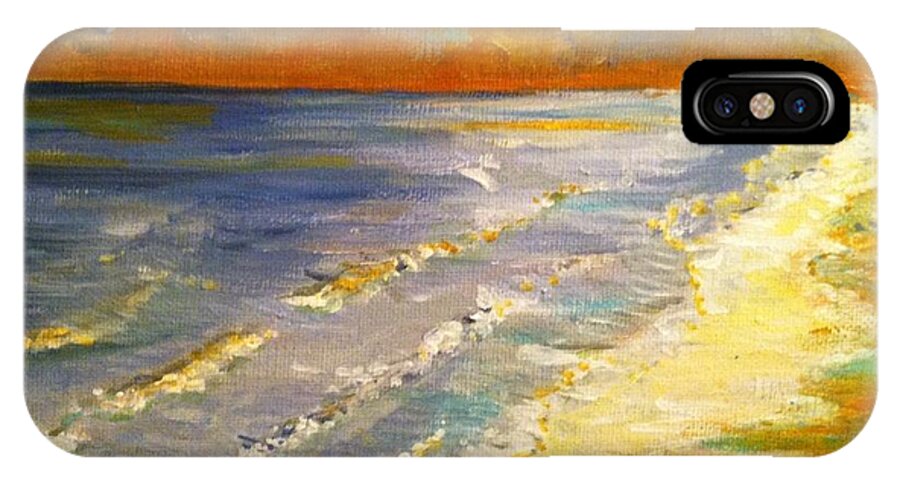 Sunset iPhone X Case featuring the painting Sunset Passion at Cranes Beach by Jacqui Hawk
