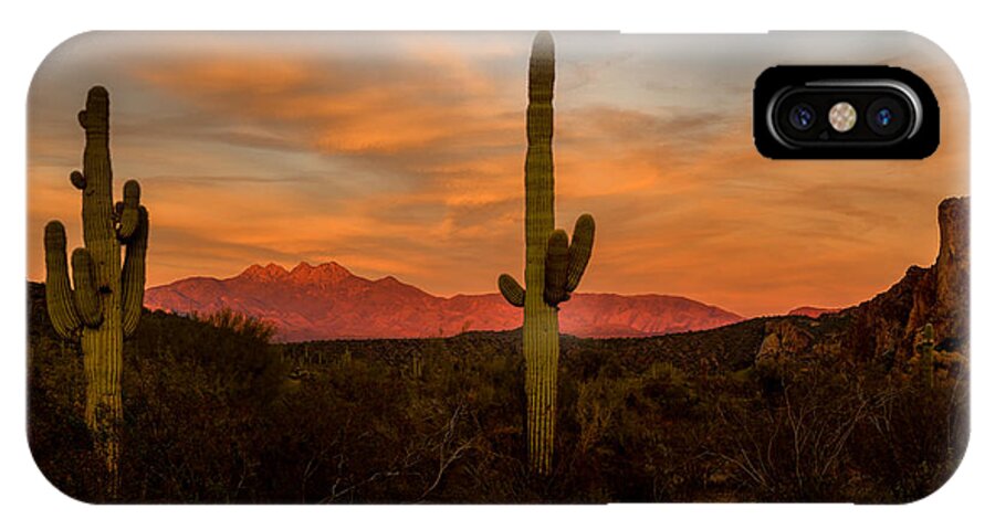 Arizona iPhone X Case featuring the photograph Sunset Sentinels by Mary Jo Allen