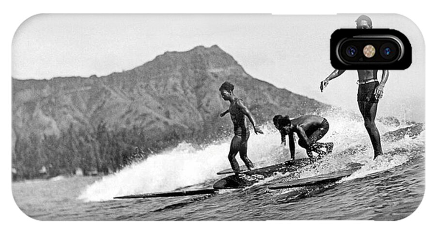 16-20 Years iPhone X Case featuring the photograph Surfing In Honolulu by Underwood Archives