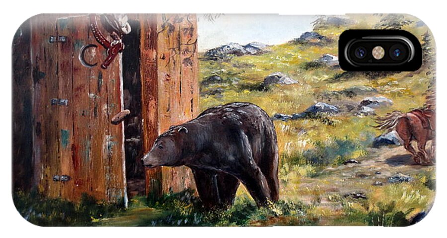 Rocky Mountain National Park iPhone X Case featuring the painting Surprise Visit by Lee Piper