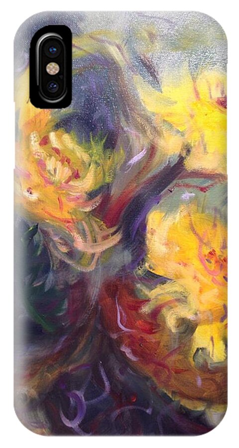 Sunflower iPhone X Case featuring the painting Swirling in Sun by Karen Carmean