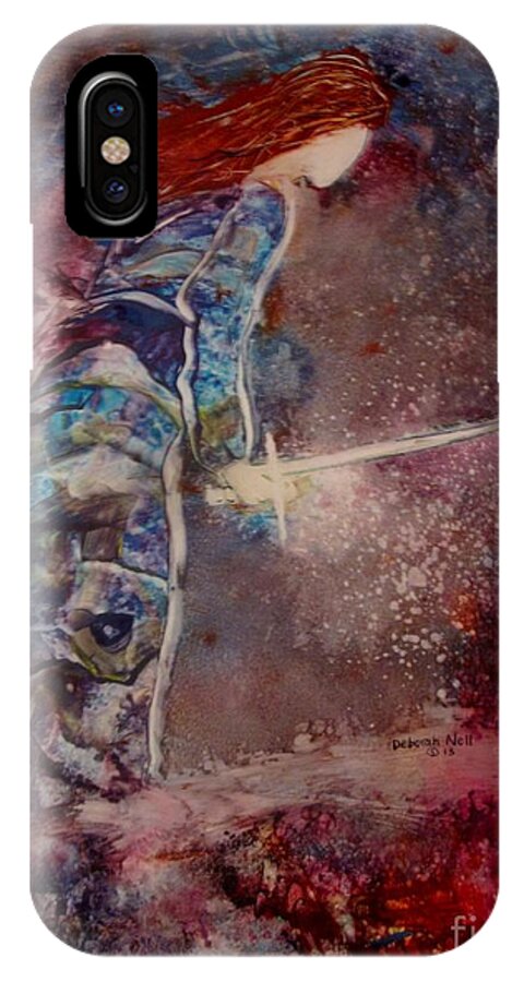 Warrior iPhone X Case featuring the painting Sword of Truth by Deborah Nell