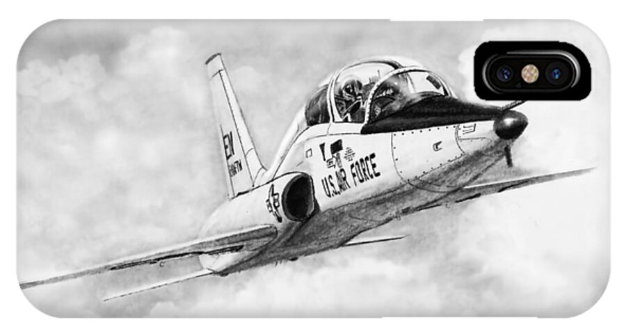 Air Force iPhone X Case featuring the drawing T-38 Talon by Douglas Castleman