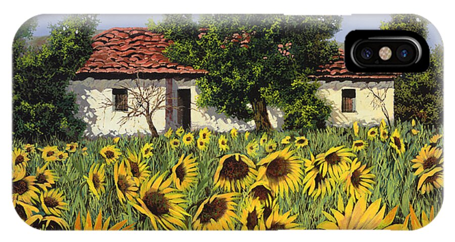 Tuscany iPhone X Case featuring the painting Tanti Girasoli Davanti by Guido Borelli
