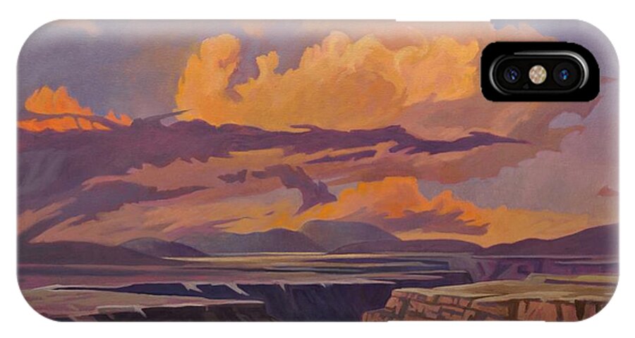 Taos iPhone X Case featuring the painting Taos Gorge - Pastel Sky by Art West