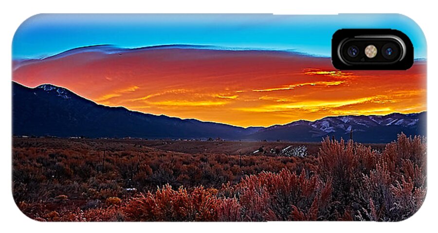 Sunrise iPhone X Case featuring the photograph Taos sunrise X by Charles Muhle