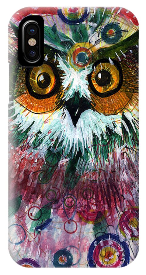 Owl iPhone X Case featuring the painting Target by Laurel Bahe