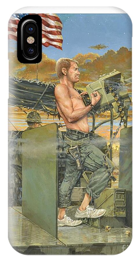  Vietnam Combat Art iPhone X Case featuring the painting The 458th Transortation Co. in Vietnam. by Bob George