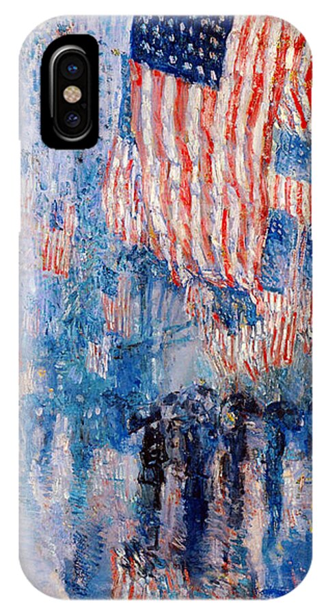 #faatoppicks iPhone X Case featuring the digital art The Avenue In The Rain by Frederick Childe Hassam