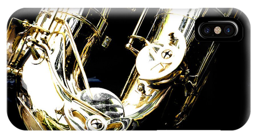 Brass iPhone X Case featuring the photograph The Baritone Saxophone by Steve Taylor