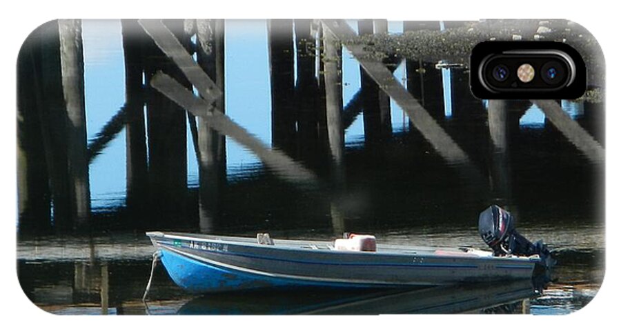 Skiff iPhone X Case featuring the photograph The Blue Skiff by Laura Wong-Rose