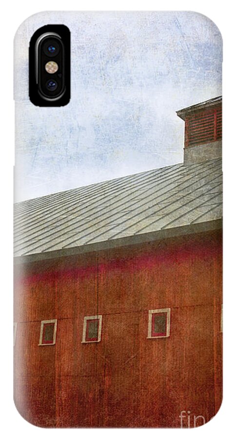 Side; Old; Farm; Barn; Roof; Rural; Outside; Outdoors; Sky; Aged; Clouds; Windows; Large; Red; Building; Architecture iPhone X Case featuring the photograph The Colorful Side by Margie Hurwich