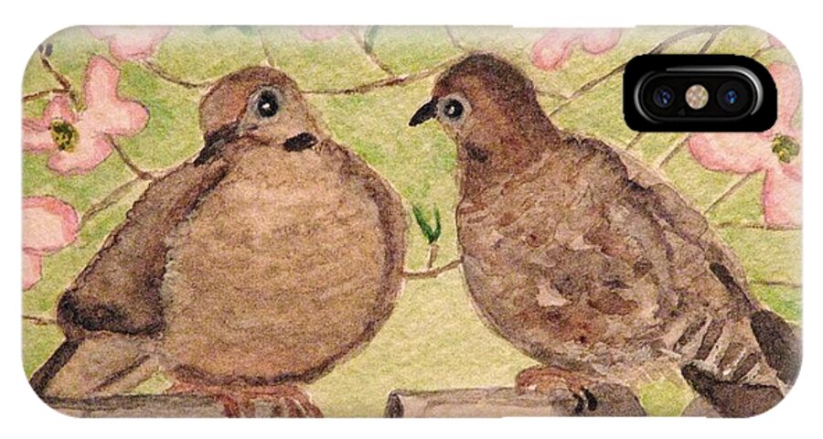 Mourning Doves iPhone X Case featuring the painting The Courtship by Angela Davies