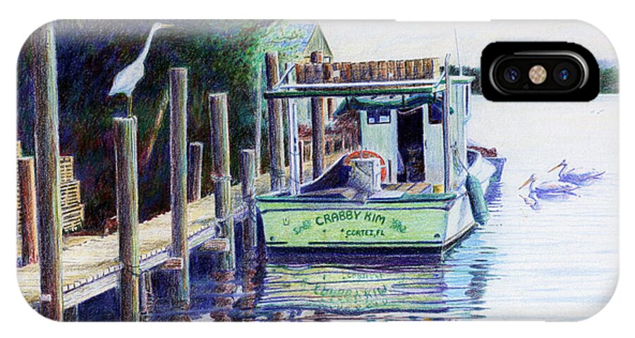 Boats iPhone X Case featuring the painting The Crabby Kim by Roger Rockefeller