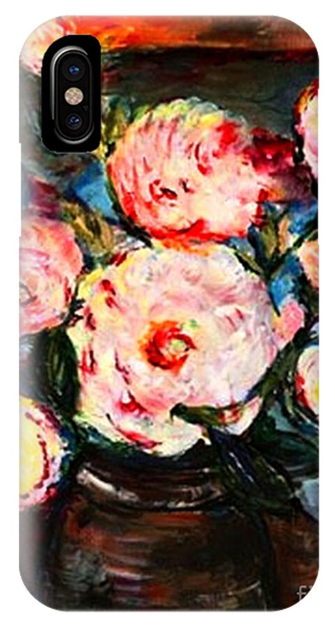Floral iPhone X Case featuring the painting The Dancer's Peonies by Helena Bebirian