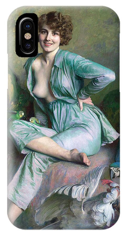 Emile Friant iPhone X Case featuring the painting The Familiar Birds by Emile Friant