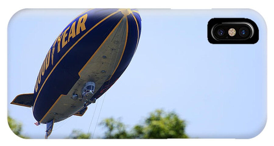 Goodyear iPhone X Case featuring the photograph The Goodyear Blimp N3A by David Dufresne