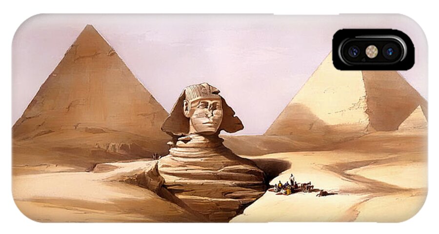 Painting iPhone X Case featuring the painting The Great Sphinx by Mountain Dreams