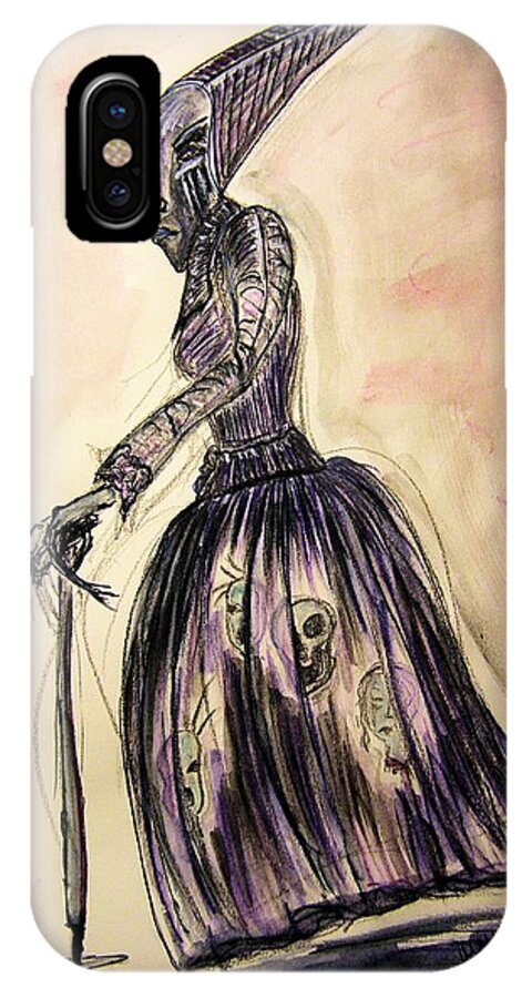 Hag iPhone X Case featuring the drawing The Hag by Mimulux Patricia No
