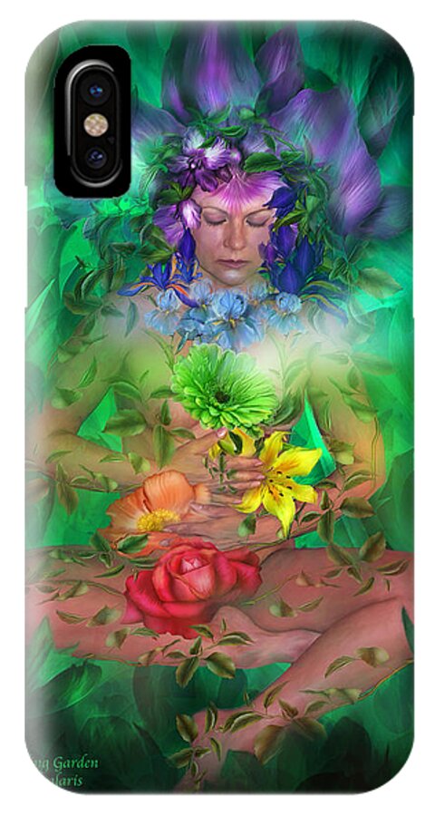 Chakra Art iPhone X Case featuring the mixed media The Healing Garden by Carol Cavalaris