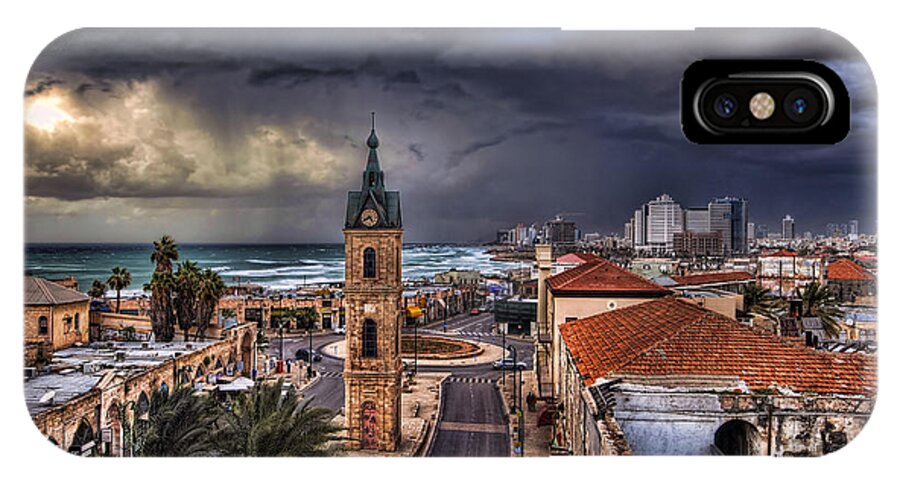 Clock Tower iPhone X Case featuring the photograph the Jaffa old clock tower by Ronsho