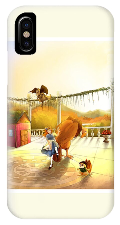  Fantasy iPhone X Case featuring the painting The Landing on the Balcony by Reynold Jay