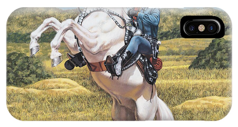 Portrait iPhone X Case featuring the painting The Lone Ranger by Dick Bobnick